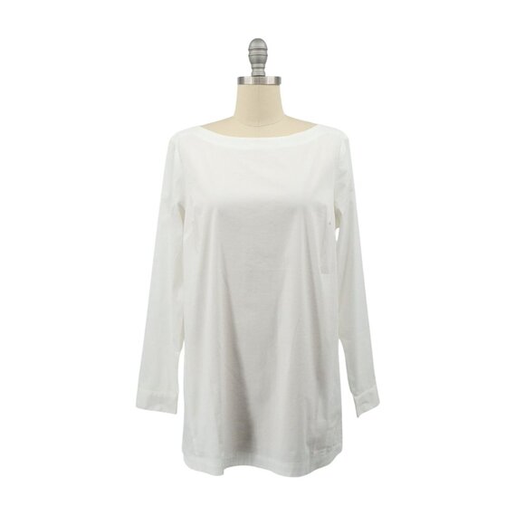 J. Jill Tops - NWT J. Jill Boatneck Solid White Cotton Long Sleeve Tunic Top S